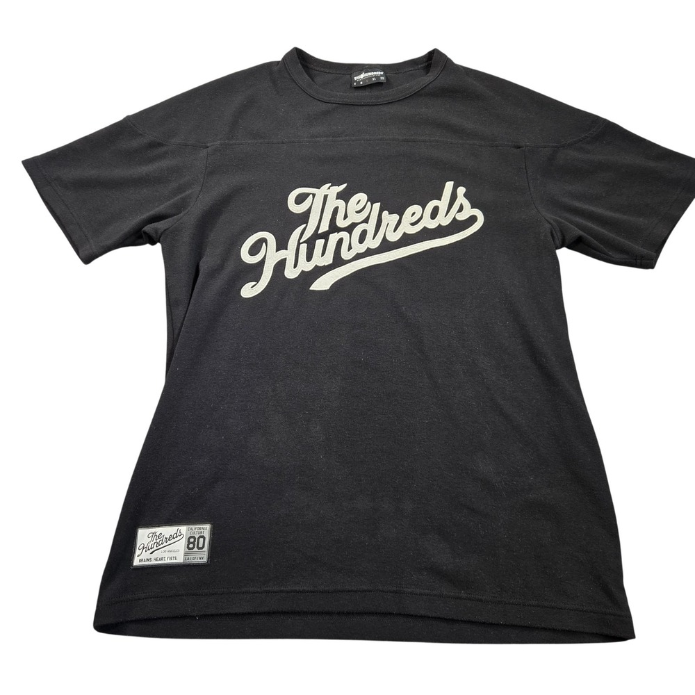 The Hundreds Shirt Mens Large Black Script Logo Graphic‎ Stretch Tee Streetwear